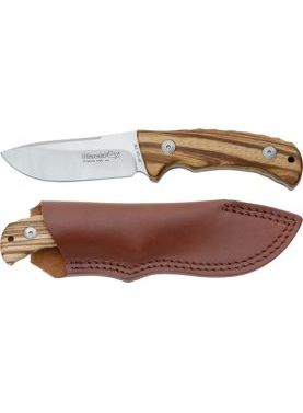 Black Fox Fixed Knife Drop Point Bld STAINLESS STEEL, 440A, ZEBRA WOOD HDL