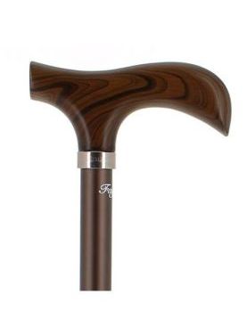 Vychádzková palica, nastaviteľná, hnedý hliník, s rukoväťou z javorového dreva