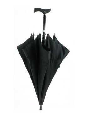 Vychádzková palica s čiernym dáždnikom